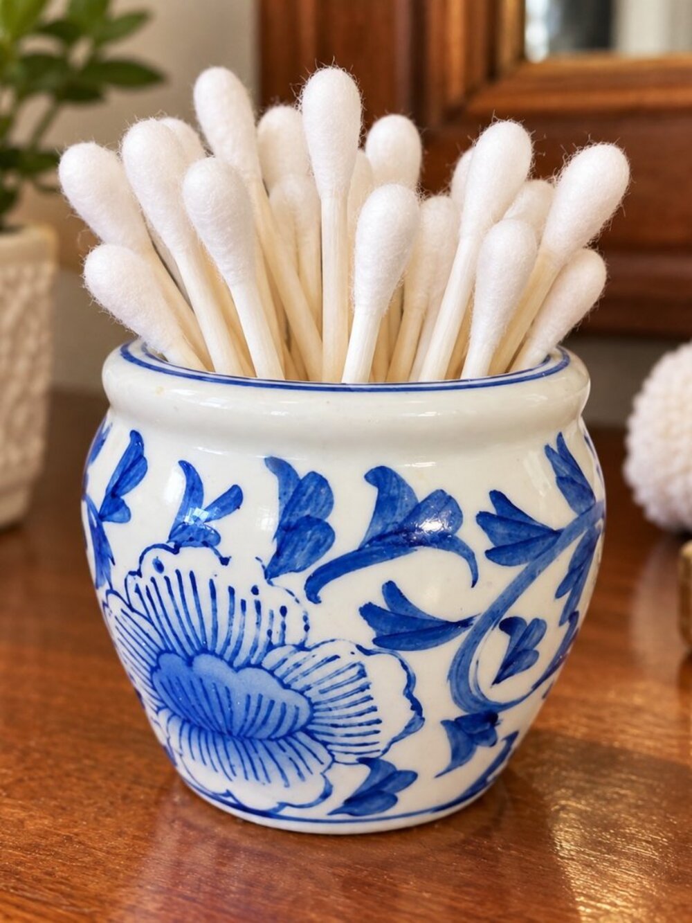 Small Hand-Painted Chinese Porcelain Lotus Planter Vase SHIPS FREE